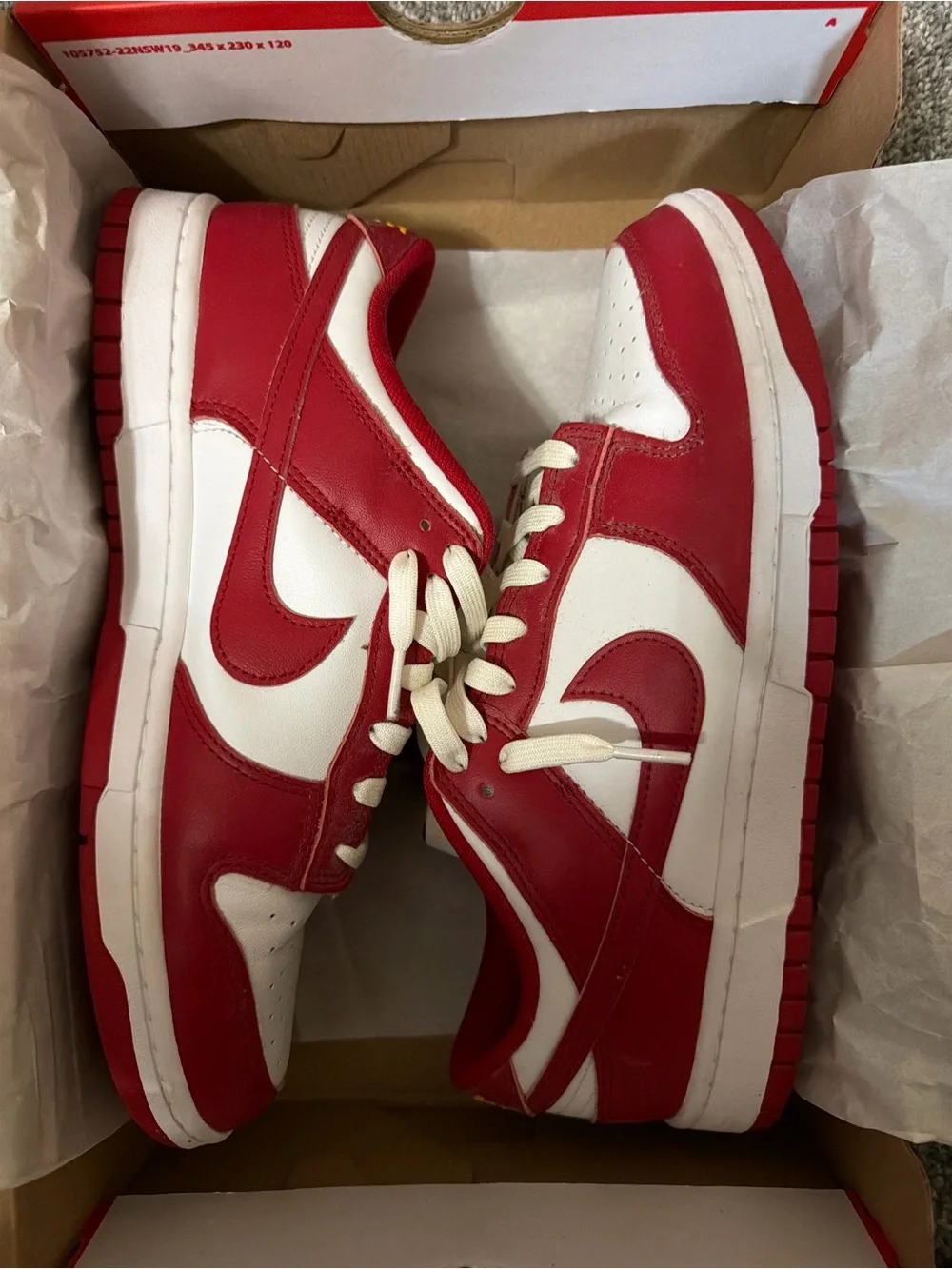 Nike Red and White Low-Top Athletic Sneakers